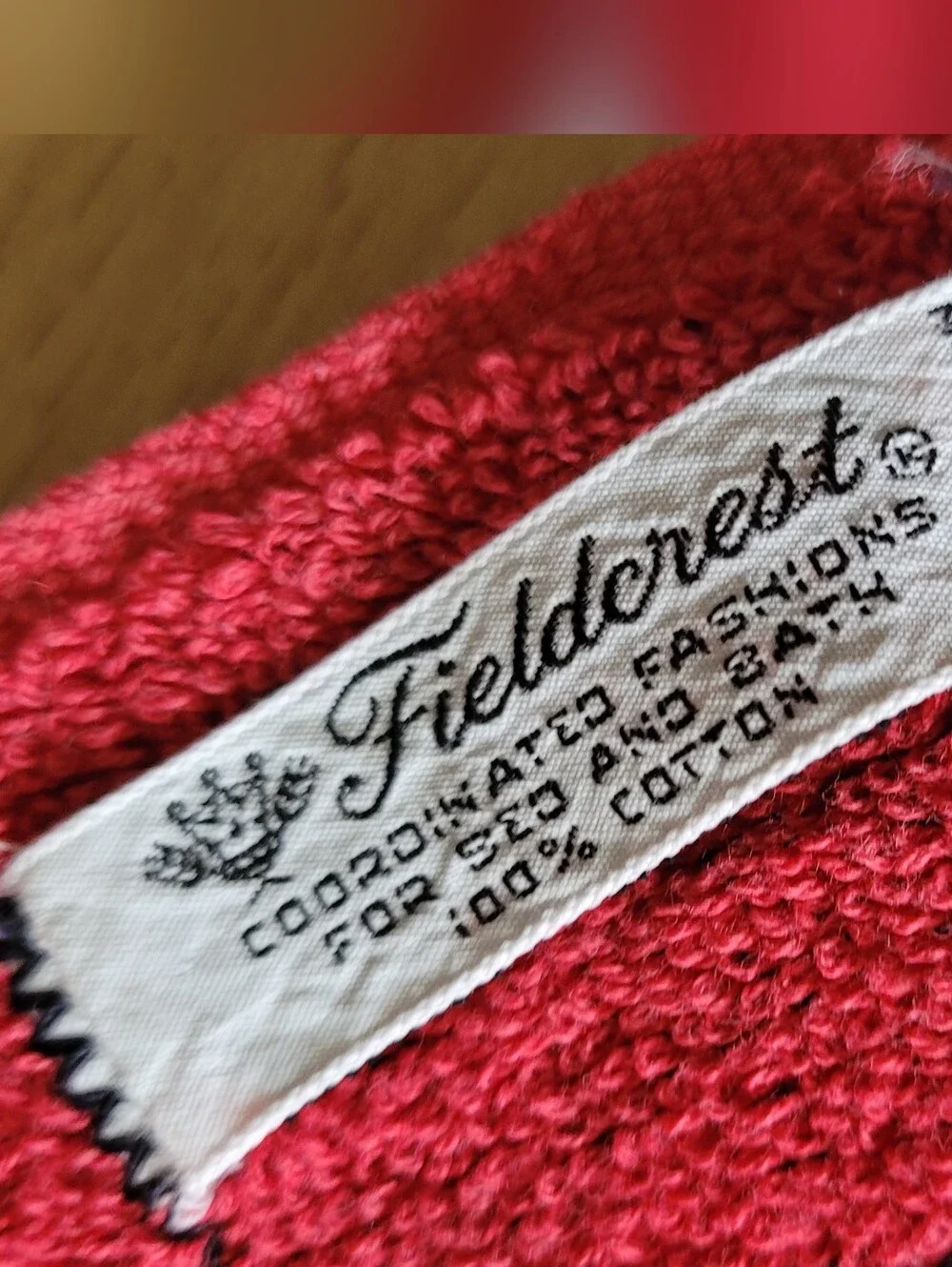 Rare Vintage Fieldcrest Bandana Black Red Design Fringe Trim Bath Towel